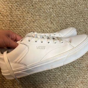 White Leather Vans Size 8 Womens